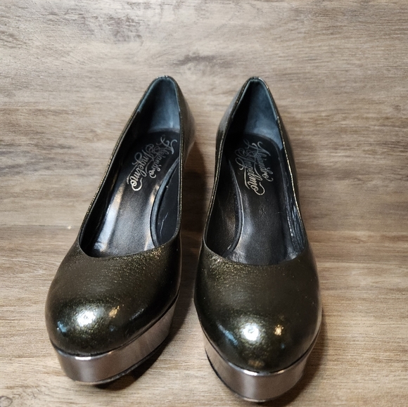 Alejandro Ingelmo Black Dark Green Shimmer Platform Pump US Size 6.5 EU size 37 - Picture 5 of 12